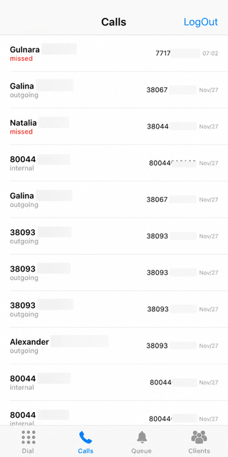 | Stream Telecom Stream Phone: incoming, outgoing, and missed call log